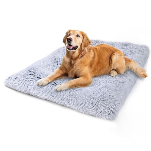 Vonabem Dog Bed, Extra Large, Plush Soft Pet Beds for XL Dogs, Crate Pad, Washable, 41L x 27W x 2H Inches, 100 lbs Capacity, Grey - color: Grey, size: 41.0"L x 27.0"W x 2.0"Th