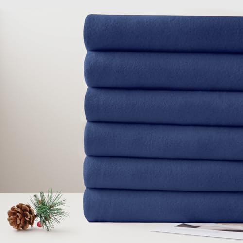 ZYFZCYBL Fleece Throw Blankets Lightweight Warm Soft Cozy Pet-Friendly Bulk Fleece Throw Blanket Solid for Home Bed, Sofa,Office,Gifts, Couch (Pack of 6-50 x 60 inch,Navy) - color: Navy