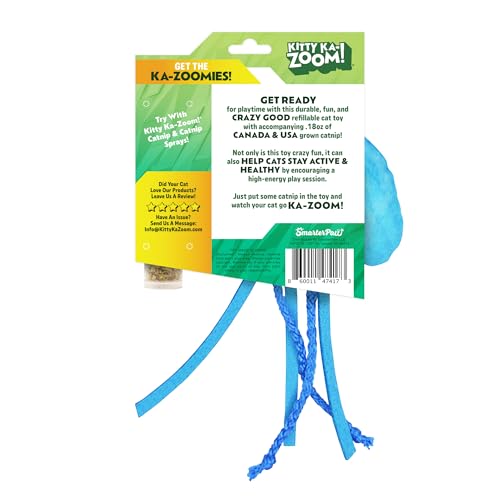 ZOOMIE Jelly Fish - Refillable Catnip Toy + Catnip | High Potency Hand Harvested Fresh Catnip | Soft Plush for Engaging Play - color: Jelly Fish