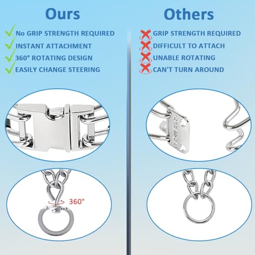 Prong Collar for Dogs, Dog Training Collar, Adjustable Size Dog Pinch No Pull Collar with Quick Release Buckle for Small Medium Large Dogs(with Extra Links) S(14-18" Neck, 2.25mm) - size: S(14-18" Neck, 2.25mm)