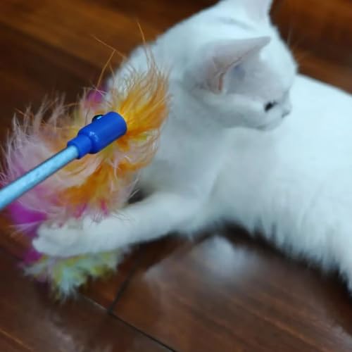 IUHKBH Cat Wand Toys, 3 PCS Interactive Kitten Toys Cat Teaser Wand with Soft Furry Tail Feather Wands with Bell