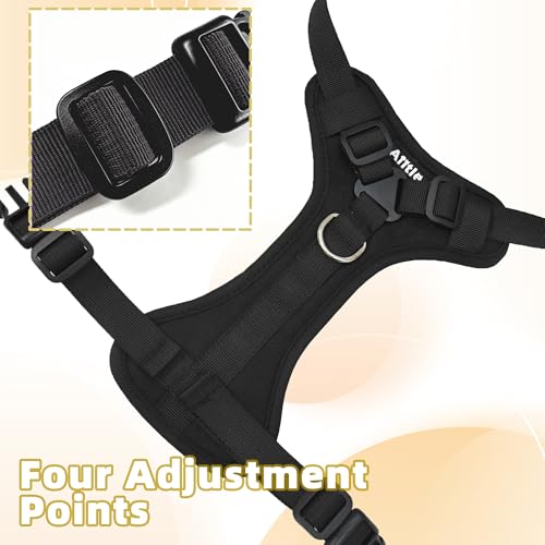 AIITLE Medium Dog Harness No Pull, Reflective Adjustable Vest with Handle, No Choke Design, Dual Metal Leash Clips for Walking Training Running Camping, Small Medium Breeds - Black L - color: Black, size: L