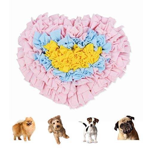 GoFika Small Dogs Slow Feeding Snuffle Foraging Mat Cloth for Puppies and Pets (14" x 11.8") Interactive Puzzle Feeder for Stimulation and Nosework (Pink)