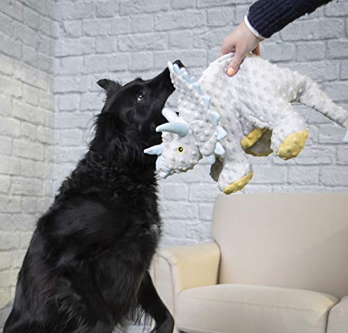 goDog Dinos Frills Squeaky Plush Dog Toy, Chew Guard Technology - Gray, Extra Large - color: Dinos Frills (Gray), size: X-Large