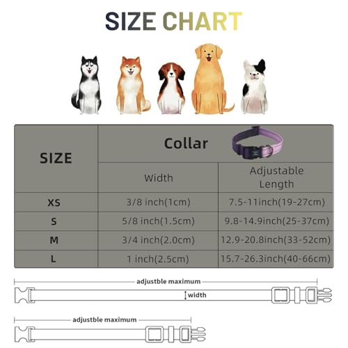 Roses&Poetry Small Dog Collar, Adjustable Reflective Puppy Collars Durable Pet Collars for Small Medium Large Dogs(Lightpurple-S) - color: LightPurple, size: S