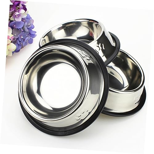 Angoily Sturdy Raised Dog Bowl Large Stainless Steel Pet Feeder Puppy Bowls Pet Supplies 18cm - color: Silver, size: 18cm