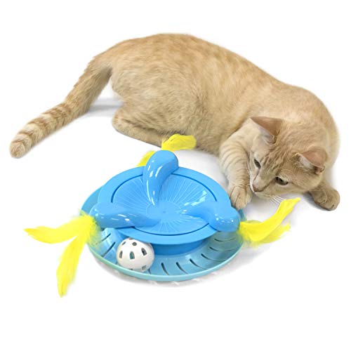 Kitty City Swat Track Cat Toy, 3 Toys in 1 Cat Toy, Cat Ball Track with Feathers - color: E) Small Scratcher