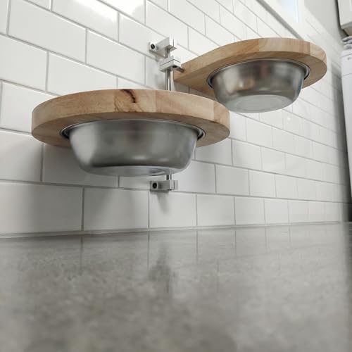 Elevated Cat Bowls,Raised Dog Food Bowls,Adjustable Wall Mounted Pet Feeder for Dogs & Cats, Tilted Angle Design for Neck & Spine Relief, Space Saving Easy Clean Feeding Station
