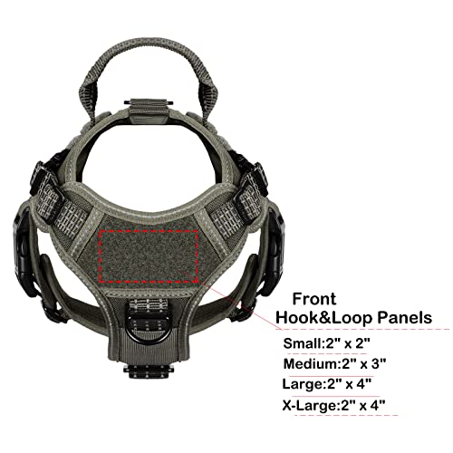ICEFANG Tactical Dog Harness, Small Size,2X Metal Buckle,Working Dog MOLLE Vest with Handle,No Pulling Front Leash Clip,Hook and Loop Panel (Green,S (Pack of 1)) - color: Green, size: Small (Pack of 1)