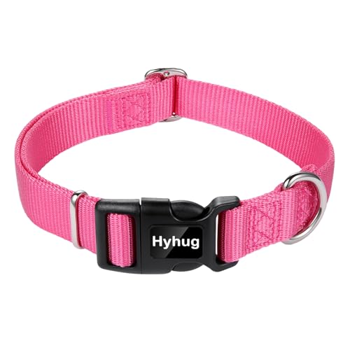 Medium Dog Collar, Pink:Heavy-Duty Quick-Release Nylon Buckle, Adjustable & Durable, Cute Dog Collar (Medium, Candy Pink) - color: Candy Pink, size: Medium