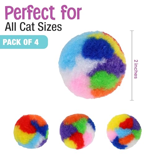 Ethical SPOT Kitty Yarn Puffs Colorful Woolen Yarn Cat Toy Contains Catnip 1.5" Pack of 4 Pet