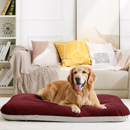 Super Soft Medium Dog Bed, 32 Inch Orthopedic Foam Pet Bed with Anti Slip Bottom, Removable Washable Cover, Burgundy - color: Burgundy, size: 32.0"L x 24.0"W x 3.0"Th