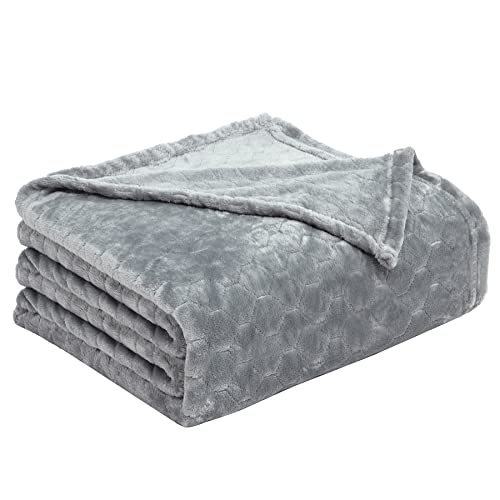 TOONOW Fleece Blanket Twin Size -320GSM Lightweight Fuzzy Soft Textured Flannel Blankets for Couch, Sofa, Bed, 60x80 inchs,Light Grey - color: Light Grey, size: Twin- 60" x 80"