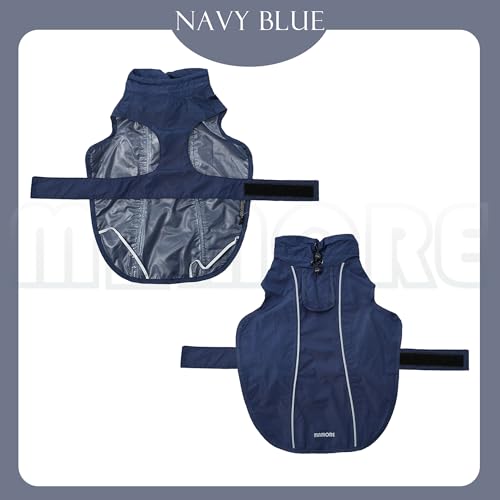 Waterproof Dog Raincoat with Reflective Strip, Adjustable Breathable Rain Coat Jacket with Leash Hole for Dogs (Navy, Small) - color: Navy, size: Small