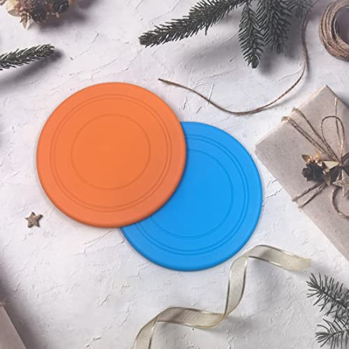 coldchill 7 Inch Dog Flying Disc, Puppy Flyer Toy React Faster Training Interactive Toys for Small Medium Dog, Lightweight Durable and Water Resistant Floating Saucer (Blue+Orange) - color: Blue+Orange
