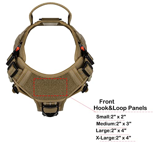 ICEFANG Tactical Dog Harness, Medium Size,2X Metal Buckle,Working Dog MOLLE Vest with Handle,No Pulling Front Leash Clip,Hook and Loop Panel (Brown,M (Pack of 1)) - color: Brown, size: Medium (Pack of 1)