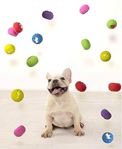 Squeaky Dog Ball, Latex Cute Dog Toys for Puppy and Small Dogs Soft Rubber Fetch Play Catch Ball Bounce and Funny Squeak Pet Toys - color: 2.2“ Fruit&Crown - 6 Pack, size: Small