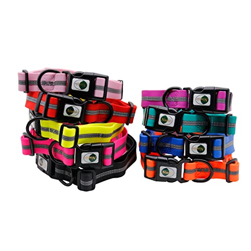 NIMBLE Dog Collar Waterproof Pet Collars Anti-Odor Durable Adjustable PVC & Polyester Soft with Reflective Cloth Stripe Basic Dog Collars S/M/L Sizes (Medium (11.81”-18.5”inches), Emerald Green) - color: Emerald Green, size: Medium (11.81”-18.5”inches)