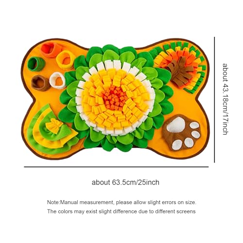 Washable Dog Snuffle Mat with Squeaker, Non-Slip Feeding Mat for Brain Games/25x17 Inch, Yellow - color: yellow