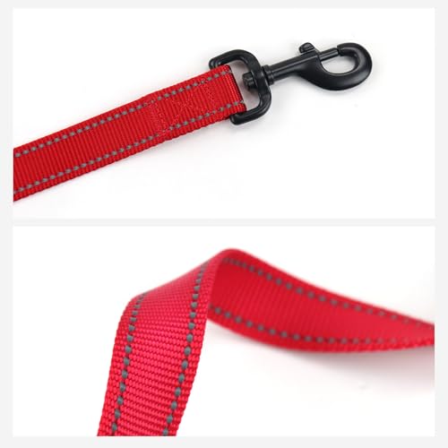 Wagtime Club Double Handle Dog Leash, 6ft Long Heavy Duty Dog Leash with Paded Traffic Handles for Extral Control and Training, Dual Handles Leads, Large Medium Small Dogs (Reflective Carnation Red) - color: Reflective Carnation Red