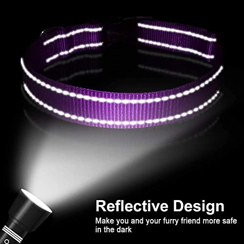 Reflective Dog Collar, Sturdy Nylon Collars for Puppy and Extra Small Girl and Boy Dogs, Adjustable Dog Collar with Quick Release Buckle,Purple,5/8" Width - color: Purple, size: X-Small Plus (Pack of 1)