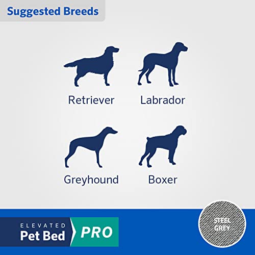 COOLAROO Cooling Elevated Dog Bed PRO Standard, Fits in 48in Crate, Easy Assembly Frame, Steel Grey. - color: Steel Grey, size: Standard
