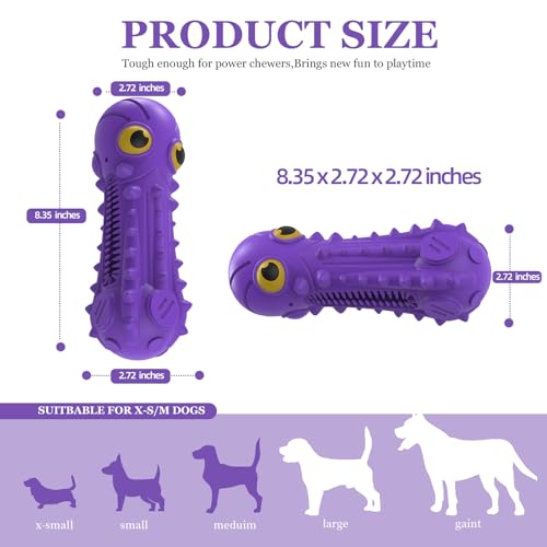 ZIKATON Dog Squeaky Toys for Aggressive Chewers, Durable Chew Toys for Large Medium Breed Dog, Dog Toys, Tough Durable Dogs Toys with Natural Rubber - color: Purple Octopus