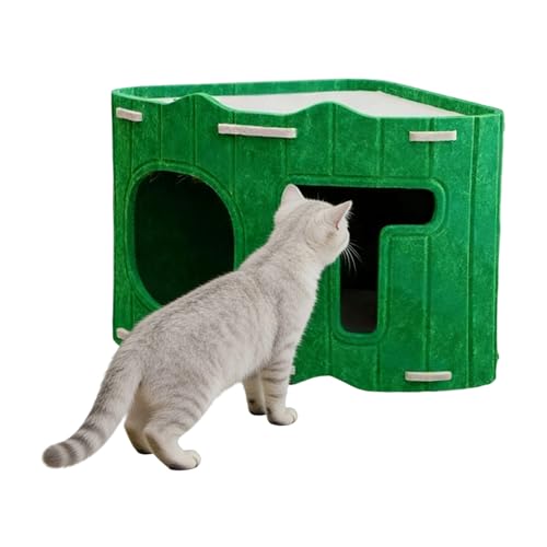 Genérico Felt Cave Cats, Semi-Closed House Bed for Pets | Comfortable Puppy Cave | Winter Use Outdoor Camping Travel Home & Bedroom & Living Room Apartment Balcony - color: Green