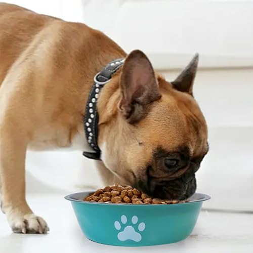 kathson 2 Pack Stainless Steel Dog Bowls,6" Spill Proof Metal Dog Food Bowls,Nonslip Rubber Bottom Pet Food and Water Bowl Set,Puppy Dishes Feeder for Medium Small Dogs,Blue - color: Blue, size: 2.5cups