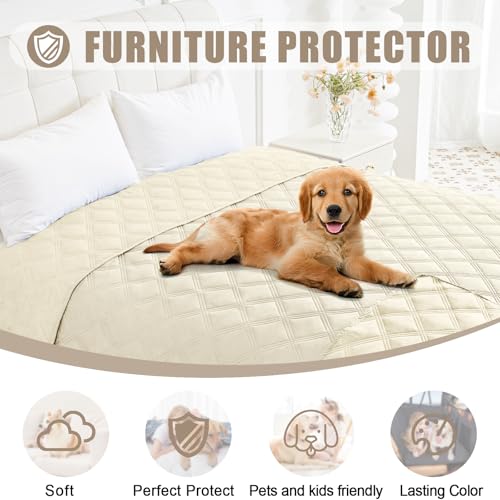 Smiry Waterproof Dog Bed Cover Blanket 40x70, Soft Reversible Pet Blanket, Washable Leakproof Cats Dogs Couch Cover for Sofa, Couch, Furniture, Beige/Beige - color: Beige/Beige, size: 40x70 Inch