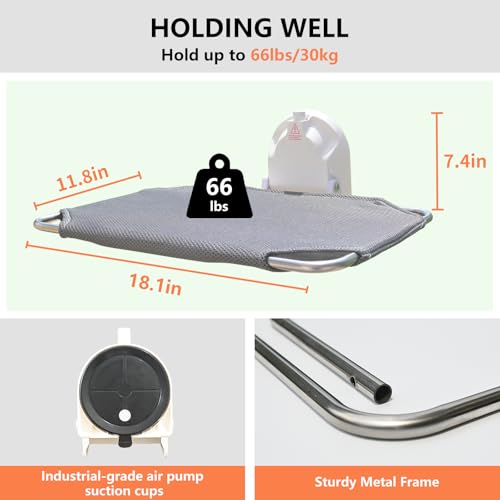 Cat Window Perch for Small Window,Cordless Cat Window Hammock,Cats Seat for Windowsill,Foldable Cat's Windows Bed for Large Cats with Suction Visualization Pwerful Suction Cups