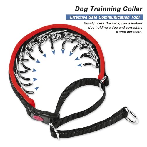 Martingale No Pull Dog Collar, Heavy Duty Nylon With Buckle, Adjustable Anti Pull Reflective Slip for Large Medium Small Dog Training Walking S Red - color: Black Red, size: S (11"-15" Neck, 1" Wide)