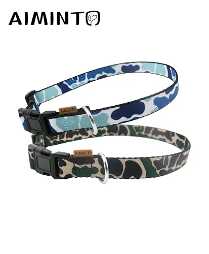 Dog Collar, Cute Camouflage Pattern, Soft and Adjustable Collar with Quick Release Buckle (S (Neck 11-18", Width 5/8"), Camouflage Blue) - color: Camouflage Blue, size: S (Neck 11-18", Width 5/8")
