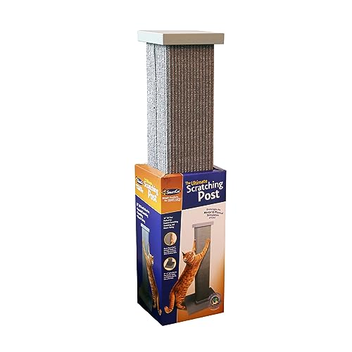 SmartCat Ultimate Scratching Post – Gray, Large 32 Inch Tower - Sisal Fiber, Simple Design - For All Cats - color: Gray