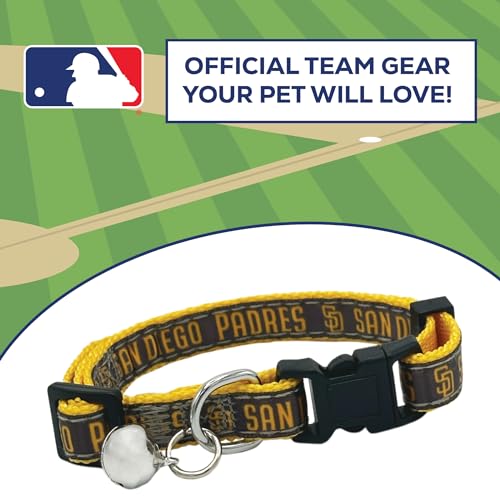Pets First MLB Cat Collar San Diego Padres Satin Baseball Team Collar for Dogs & Cats. A Shiny & Colorful Cat Collar with Ringing Bell Pendant - color: San Diego Padres