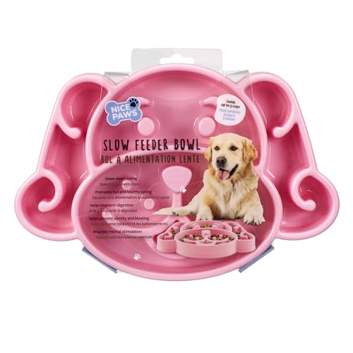 Slow Feeder Dog Bowl, 3 Cups, Anti-Choking & Anti-Gulping, Reduces Bloat, Non-Slip, Durable Slow Eating Bowl for Small to Medium Dogs, Healthy Pet Feeding Dish (Pink)