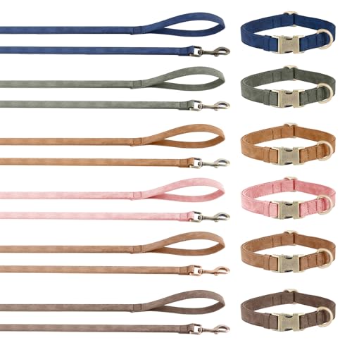 Genuine Leather Dog Collar - Adjustable Pet Collar with Quick Release Metal Buckle, Soft Skin Friendly Real Leather Collar for Small, Medium, Large Dogs (Blue Collar + Rope, S:Fit 8-16" Neck) - color: Blue Collar + Rope, size: S:Fit 8-16" Neck