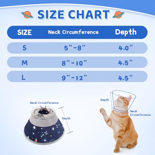 Cat Cone Collar Soft to Stop Licking, Adjustable, Foldable Lightweight Kitten Cones After Surgery Recovery for Cats & Kittens, Cat Cone Alternative, Easy Eating (Grey, M) - color: Grey, size: M