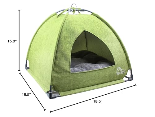 Winsterch Cat Bed Cave for Indoor Cats, Small Pet Tent Cave for Cats, Kittens, and Small Dogs, Warming Cat House with Removable Washable Cushion (18.5'‘ x 18.5’' x 15.8'', Green) - color: W-Green
