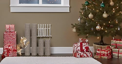 Cat Scratching Post Replacement, 4 Pieces Cat Scratcher Cat Tree Replacement Parts, 15.4'' x 2.67" Dia + 7.87“ x 2.67" DiaNatural Sisal Rope Cat Scratch Posts Include M8 Screws, Grey - color: Grey