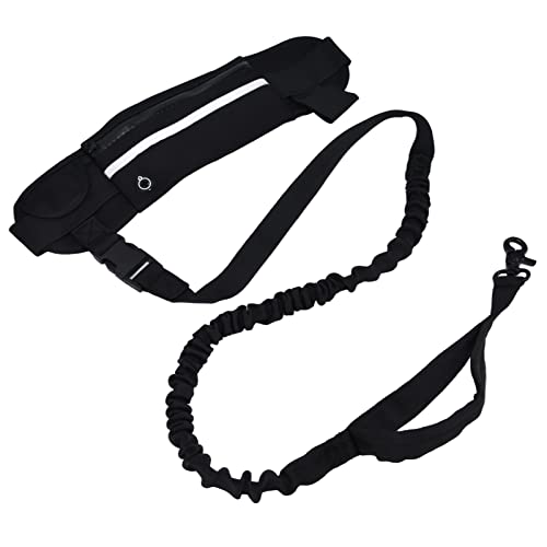 Generic Belt Bag Dog Leash Set, Hands Free Waist Pack with Reflective Strips and D Ring, for Walking Running Hiking Training (Black) - color: Black