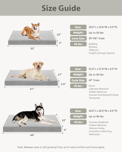 NUPIDA Orthopedic XL Dog Beds Large Sized Dog Waterproof Pet Kennel Pad with Removable Washable Cover and Non-Slip Bottom, 41x27 Inch, Pink - color: Pink, size: 41.0"L x 27.0"W x 3.5"Th