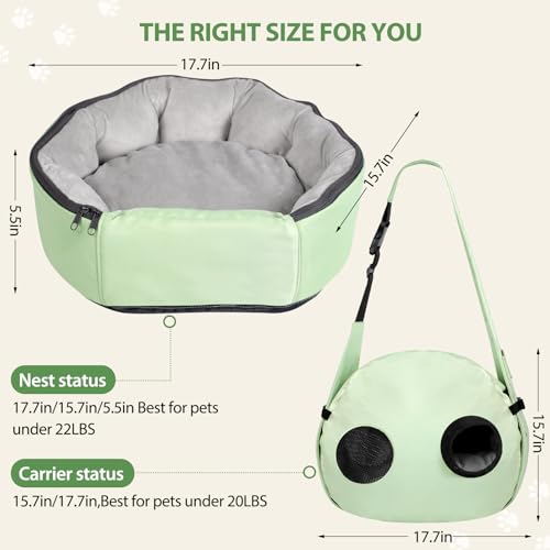 2-in-1 Pet Sling Carrier & Bed, Convertible Cat Travel Bag with Machine Washable Cover, Breathable Mesh & Hand-Washable Support Pad, Airline Approved for Cats & Small Dogs Up to 22lbs - color: G