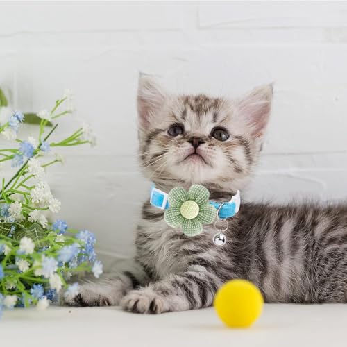 Breakaway Cat Collars with Bells, MUZIEBA Kitten Collar for Girl Boy Adjustable Safety Kitty Collars for Cats Puppy and Small Pets (Blue) - color: Blue