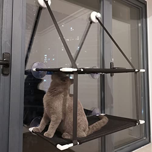 Aramox Double Layer Cat Window Hammock, Sturdy Cat Perch with 6 Suction Cups for Large Cats, Nylon Mesh Bed for Sunbathing, Supports Up to 10KG (White) - color: #739
