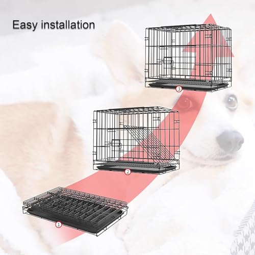 Puppy Crate, Animal cage, pet Playpen, Metal Wire Folding Dog Cage with Removable Tray, Travel Indoor and Outdoor Puppy Playpen, Easy to Carry(Purple,61 * 42 * 50cm)