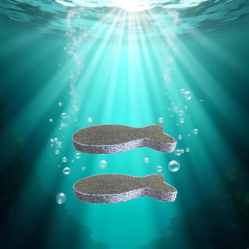 2Pcs Cat Scratching Board Premium Scratch Textures Cardboard Anti-Scratch Stress Relieve Indeformable Fish Self-Adhesive Scratching Board, Cat Scratching Pads (28×15×2.5 cm)
