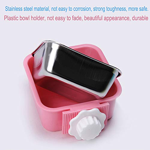 Hamiledyi 2-Pack Hanging Dog Bowls with Removable Stainless Steel Feeder - Spill-Proof Crate Bowls for Kennel/Cage, Puppy to Medium Dogs, Cats, Rabbits & Guinea Pigs (Durable Pet Food & Water Dishes) - color: D:Blue+Pink
