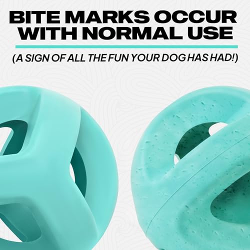 Fida Natural Rubber Dog Balls for Aggressive Chewers, Durable Dog Chew Toys for Large Dogs, Interactive Fetch & Tug of War Toys for Medium Large Breed Non-Toxic Dish Washable,4.5 * 4.5" - color: Aqua Blue