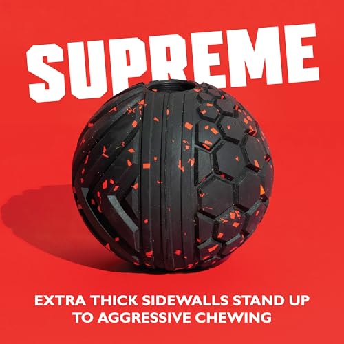Chew King Supreme Durable Rubber Dog Ball for Aggressive Chewers, Treat-Dispensing Heavy-Duty Chew Toy with Safety Air Vent, Interactive Dog Toy for Training & Enrichment, Small 2.5" Fetch Ball - color: A) Small 2.5" Ball